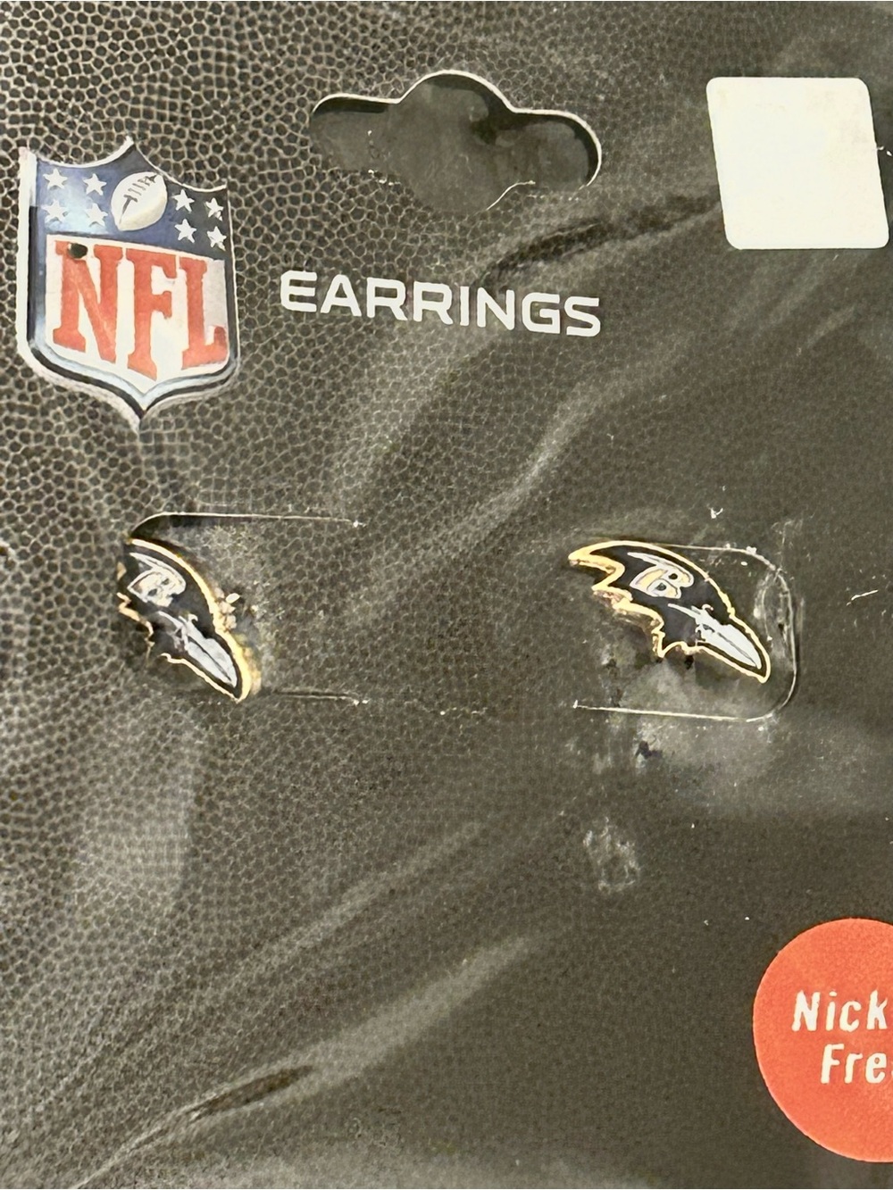Baltimore Ravens Logo Stud Earrings - Black & Gold NFL Licensed